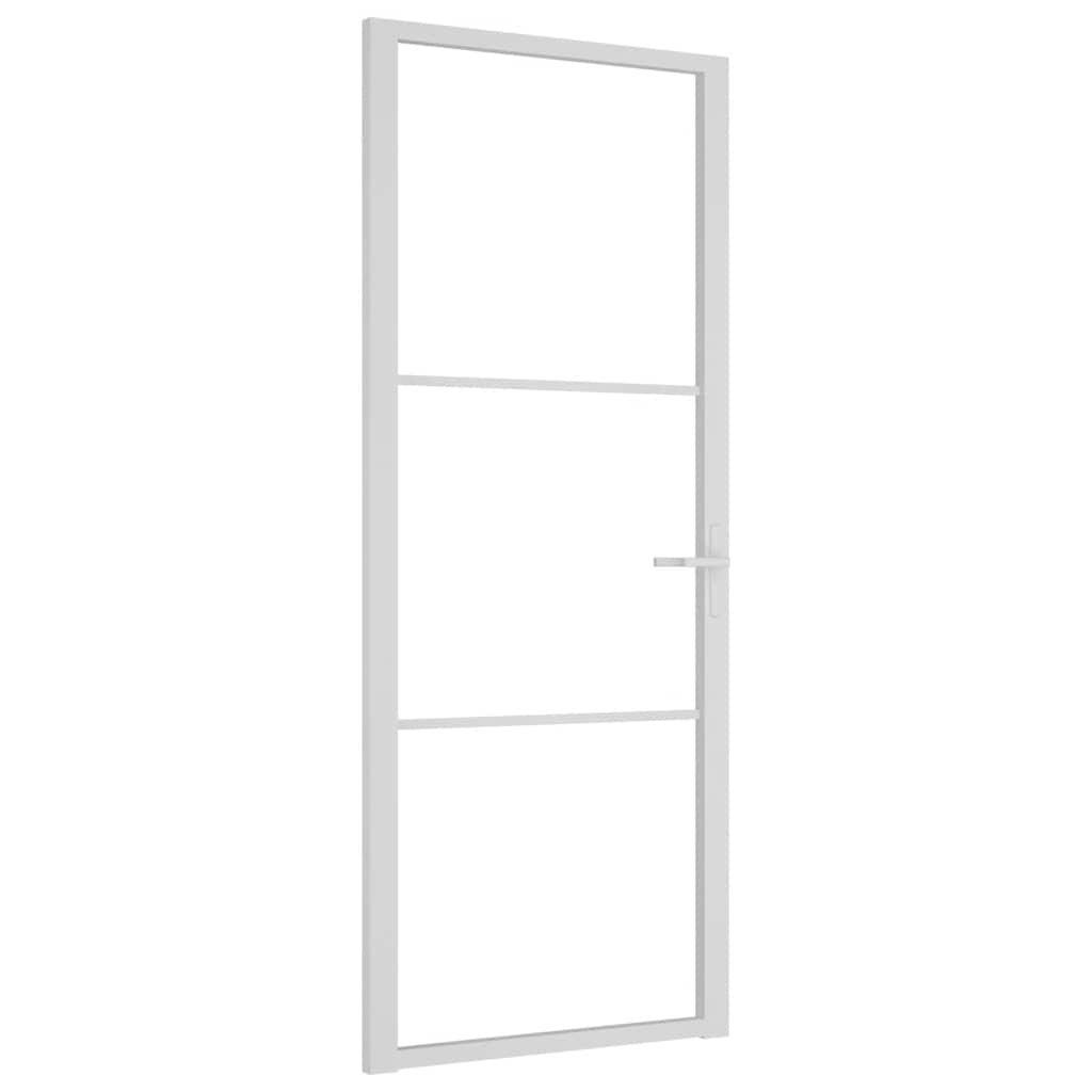 Porta Interna 83x201,5 cm Bianca Vetro Temperato ESG e Alluminio