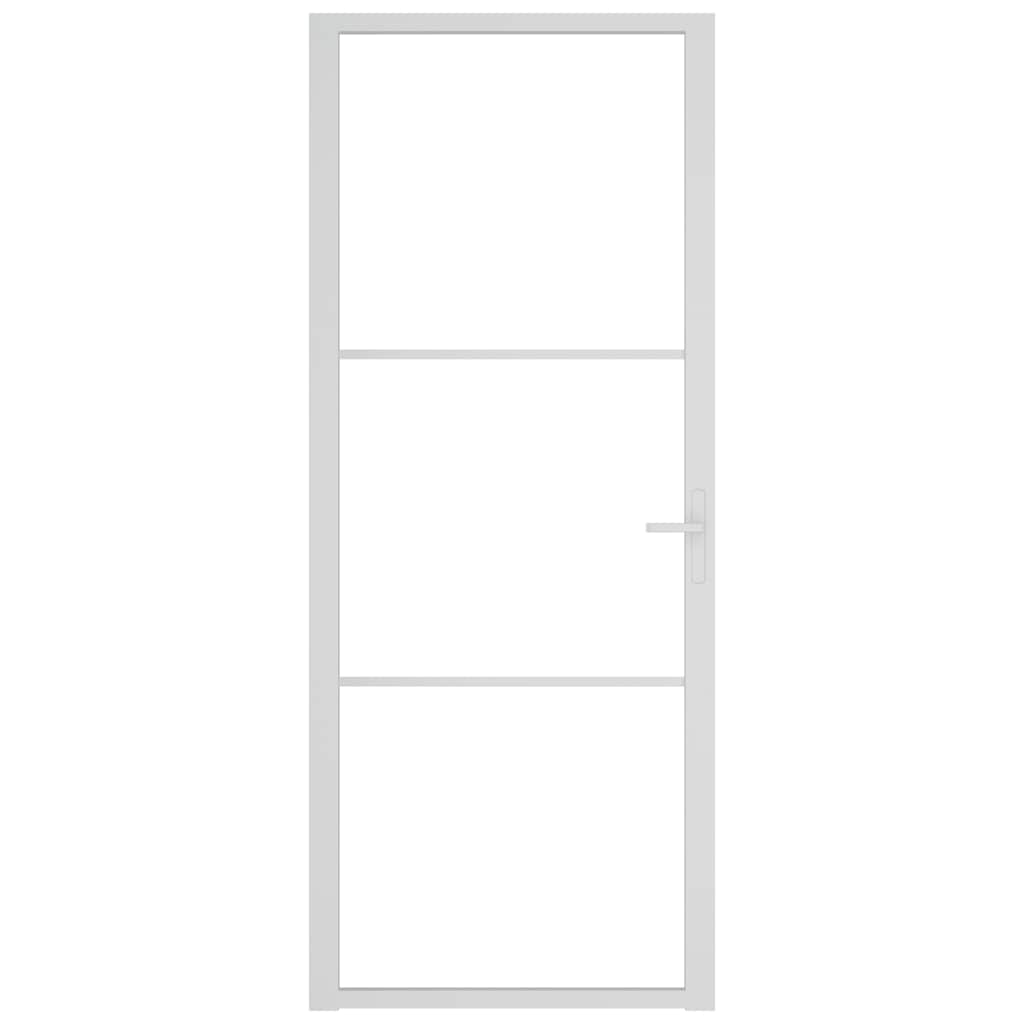 Porta Interna 83x201,5 cm Bianca Vetro Temperato ESG e Alluminio