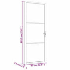 Porta Interna 83x201,5 cm Bianca Vetro Temperato ESG e Alluminio