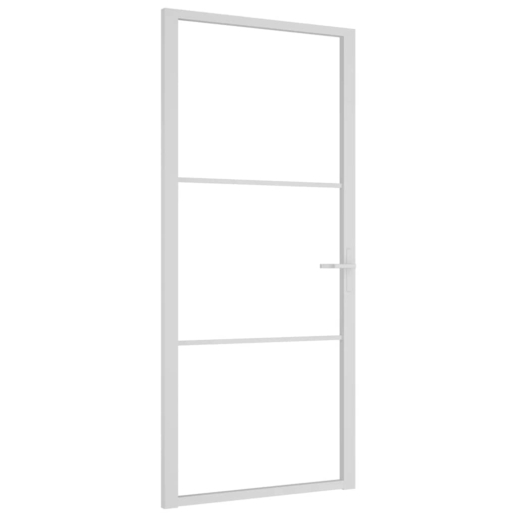 Porta Interna 93x201,5 cm Bianca Vetro Temperato ESG e Alluminio