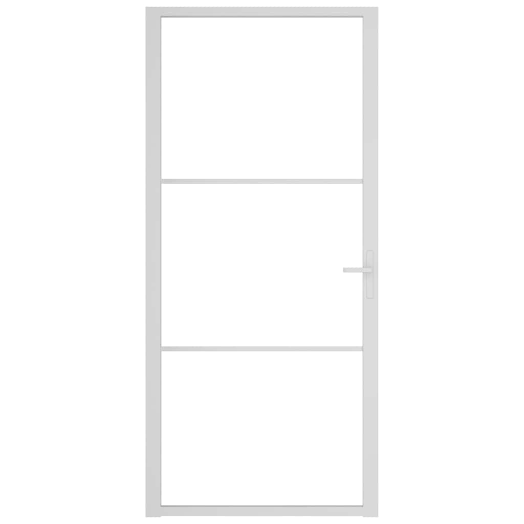 Porta Interna 93x201,5 cm Bianca Vetro Temperato ESG e Alluminio
