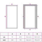 Porta Interna 93x201,5 cm Bianca Vetro Temperato ESG e Alluminio