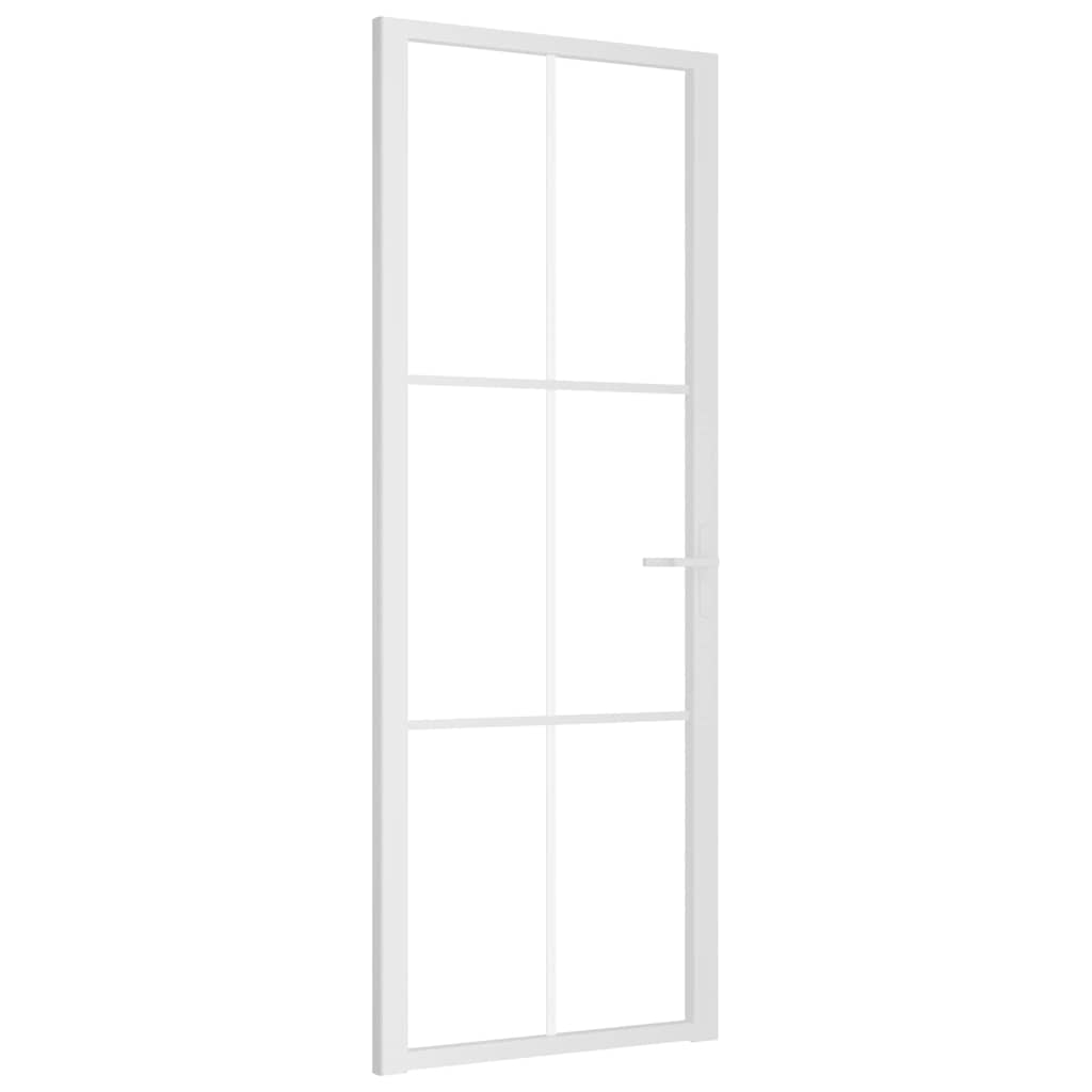 Porta Interna 76x201,5 cm Bianca Vetro Temperato ESG e Alluminio
