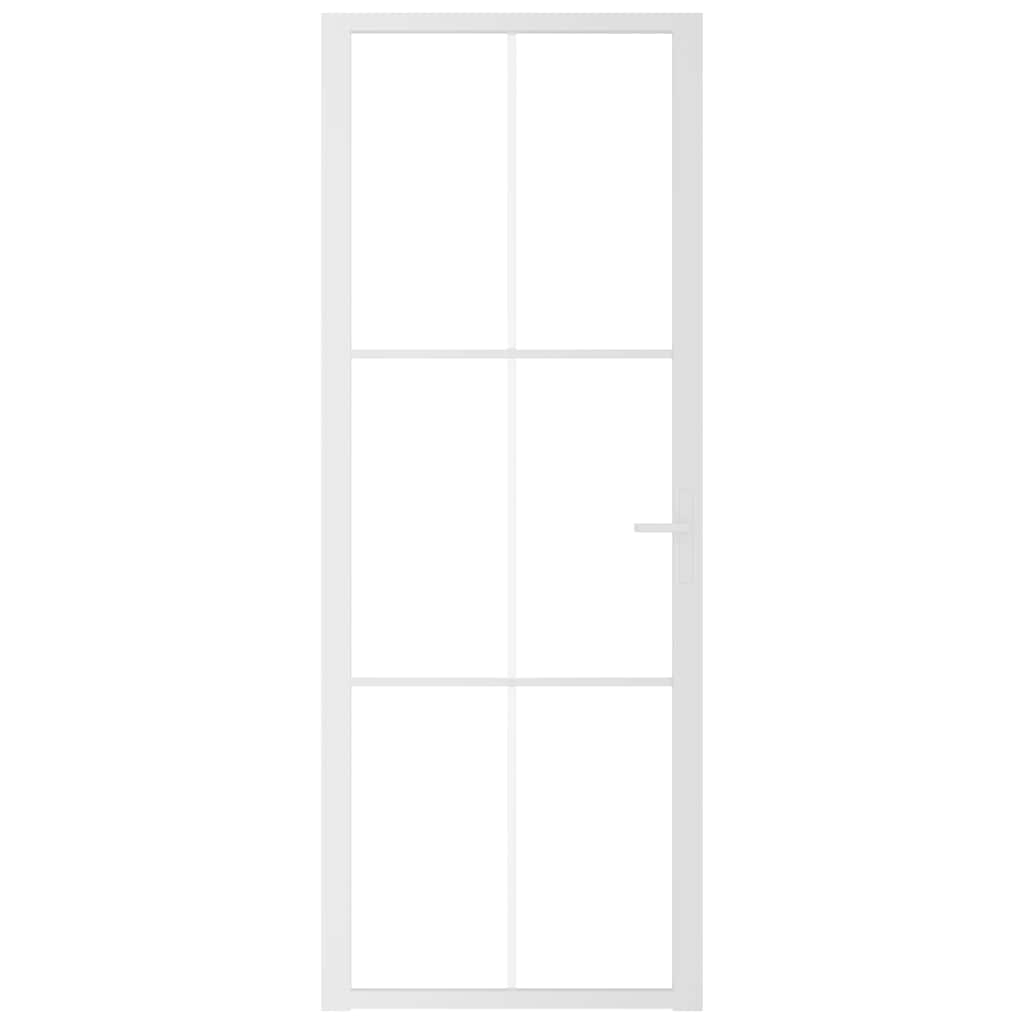 Porta Interna 76x201,5 cm Bianca Vetro Temperato ESG e Alluminio