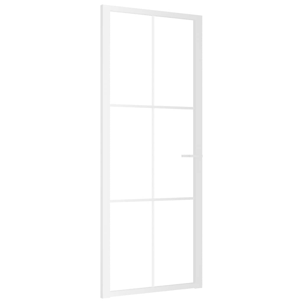 Porta Interna 83x201,5 cm Bianca Vetro Temperato ESG e Alluminio