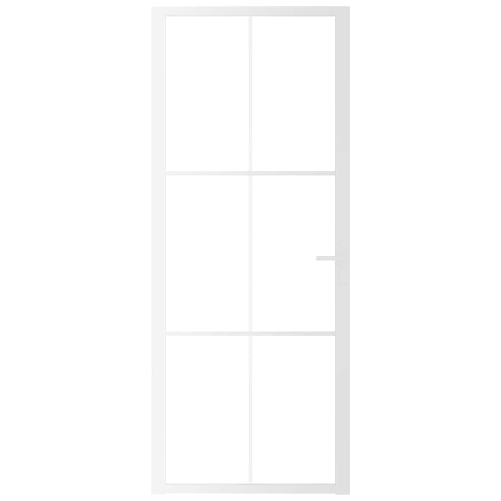 Porta Interna 83x201,5 cm Bianca Vetro Temperato ESG e Alluminio