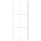 Porta Interna 83x201,5 cm Bianca Vetro Temperato ESG e Alluminio