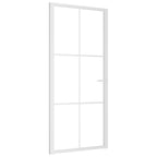 Porta Interna 93x201,5 cm Bianca in Vetro Temperato ESG e Alluminio
