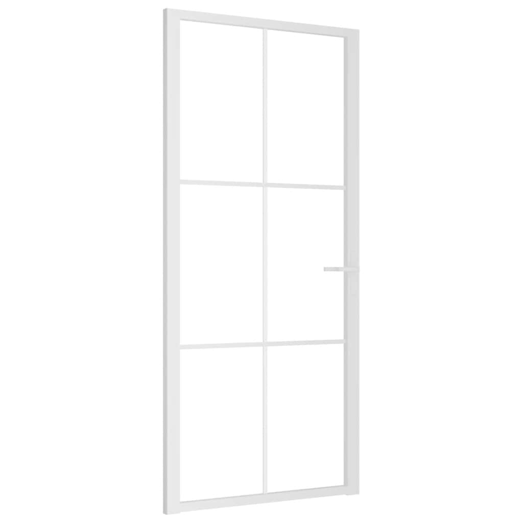 Porta Interna 93x201,5 cm Bianca in Vetro Temperato ESG e Alluminio