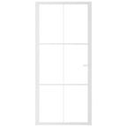 Porta Interna 93x201,5 cm Bianca in Vetro Temperato ESG e Alluminio