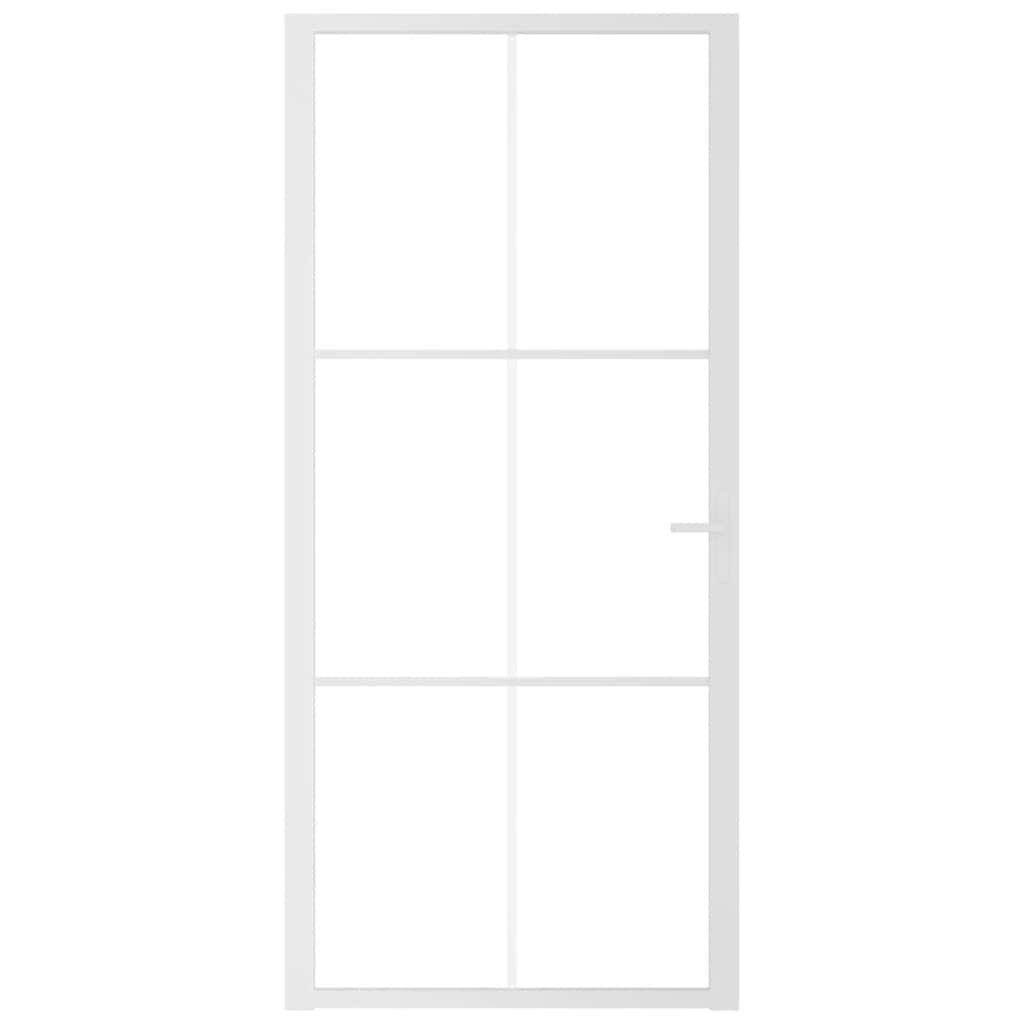 Porta Interna 93x201,5 cm Bianca in Vetro Temperato ESG e Alluminio