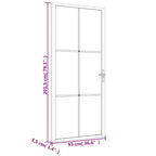Porta Interna 93x201,5 cm Bianca in Vetro Temperato ESG e Alluminio