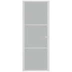 Porta Interna 76x201,5 cm Vetro Opaco Bianco e Alluminio