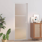 Porta Interna 76x201,5 cm Vetro Opaco Bianco e Alluminio