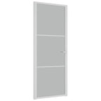 Porta Interna 83x201,5 cm Bianco Opaco Vetro Temperato e Alluminio