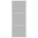 Porta Interna 83x201,5 cm Bianco Opaco Vetro Temperato e Alluminio