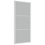 Porta Interna 93x201,5 cm Bianco Opaco Vetro Temperato e Alluminio