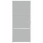 Porta Interna 93x201,5 cm Bianco Opaco Vetro Temperato e Alluminio