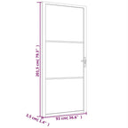 Porta Interna 93x201,5 cm Bianco Opaco Vetro Temperato e Alluminio