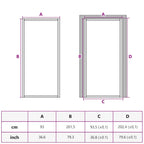 Porta Interna 93x201,5 cm Bianco Opaco Vetro Temperato e Alluminio