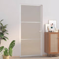 Porta Interna 93x201,5 cm Bianco Opaco Vetro Temperato e Alluminio