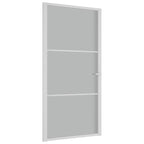 Porta Interna in Vetro Opaco e Alluminio 102,5x201,5 cm Bianco
