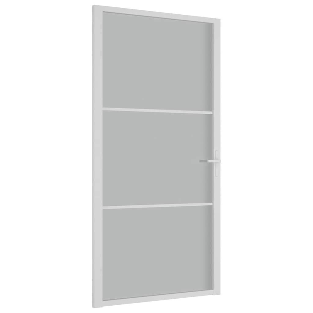 Porta Interna in Vetro Opaco e Alluminio 102,5x201,5 cm Bianco