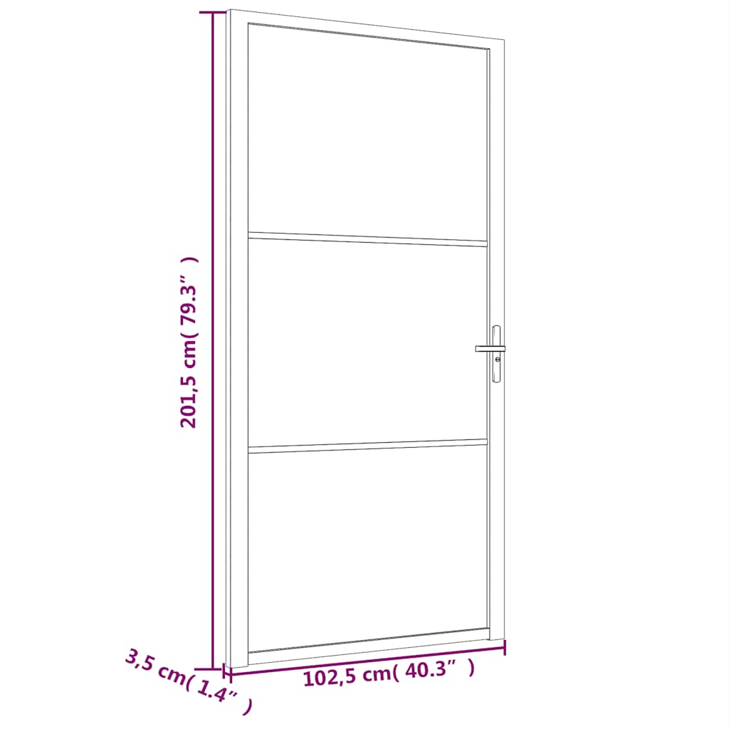 Porta Interna in Vetro Opaco e Alluminio 102,5x201,5 cm Bianco