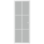 Porta Interna 76x201,5 cm Vetro Opaco Bianco e Alluminio
