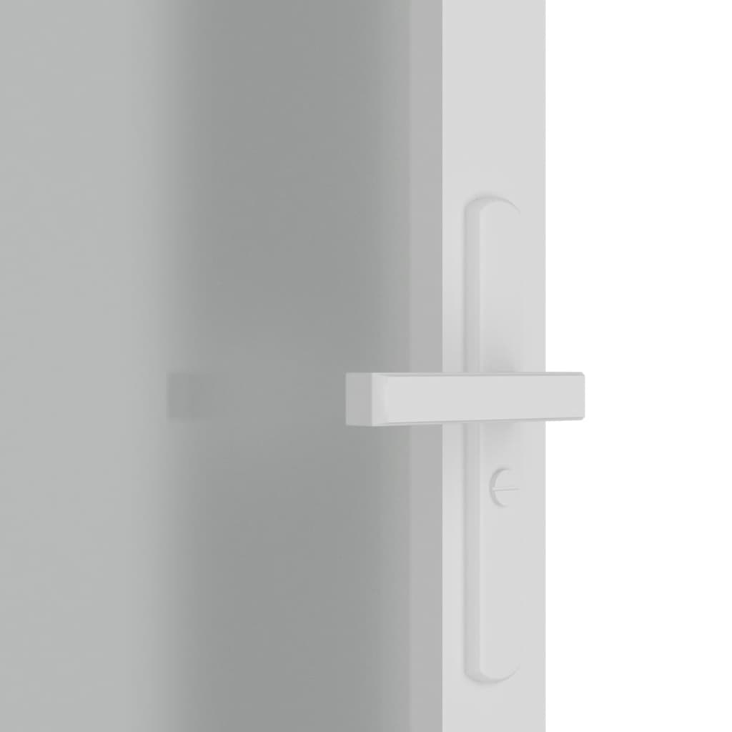Porta Interna 76x201,5 cm Vetro Opaco Bianco e Alluminio