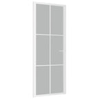 Porta Interna 83x201,5 cm Bianco Opaco Vetro Temperato e Alluminio
