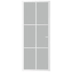 Porta Interna 83x201,5 cm Bianco Opaco Vetro Temperato e Alluminio