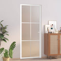 Porta Interna 83x201,5 cm Bianco Opaco Vetro Temperato e Alluminio