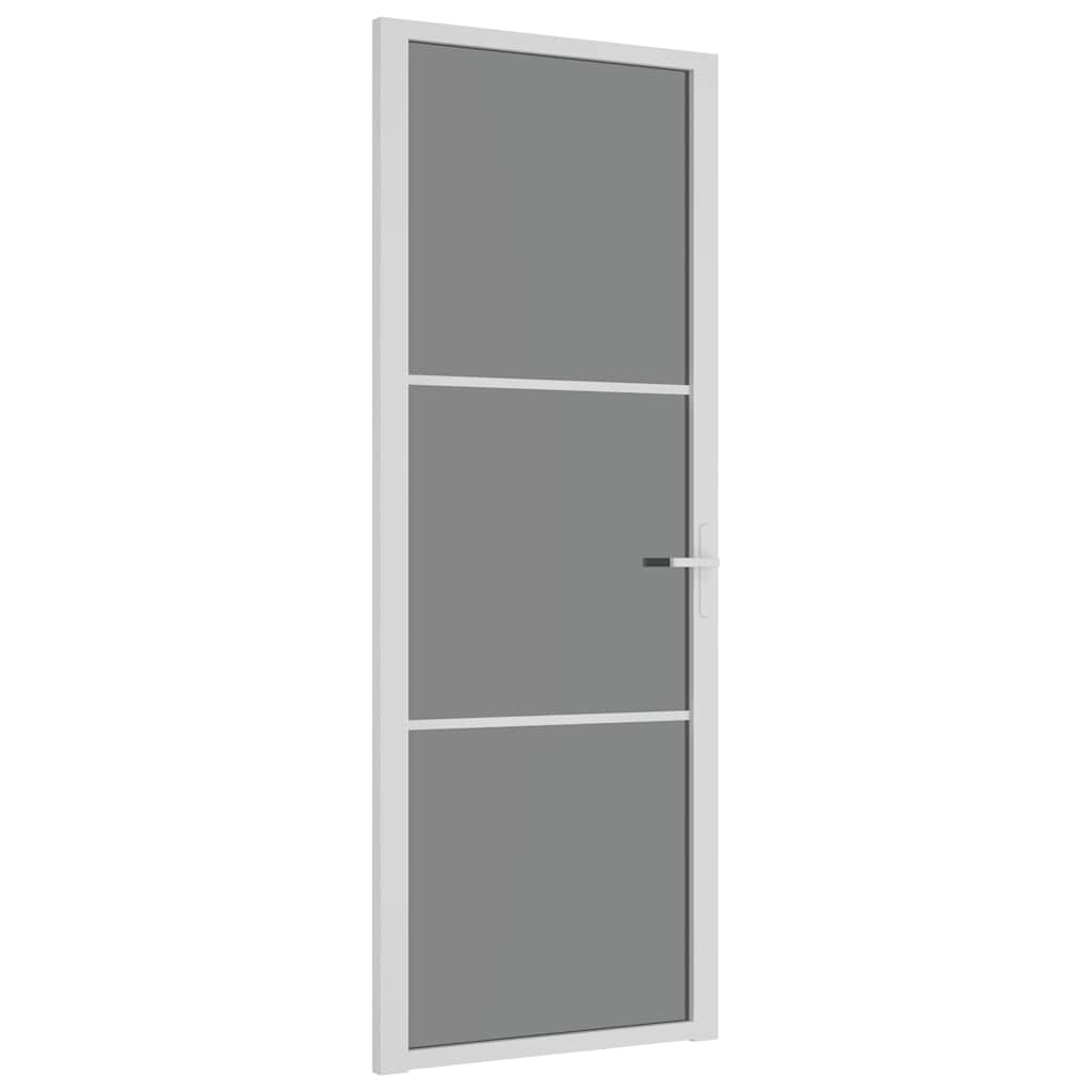 Porta Interna 76x201,5 cm Bianca Vetro Temperato ESG e Alluminio