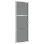 Porta Interna 76x201,5 cm Bianca Vetro Temperato ESG e Alluminio