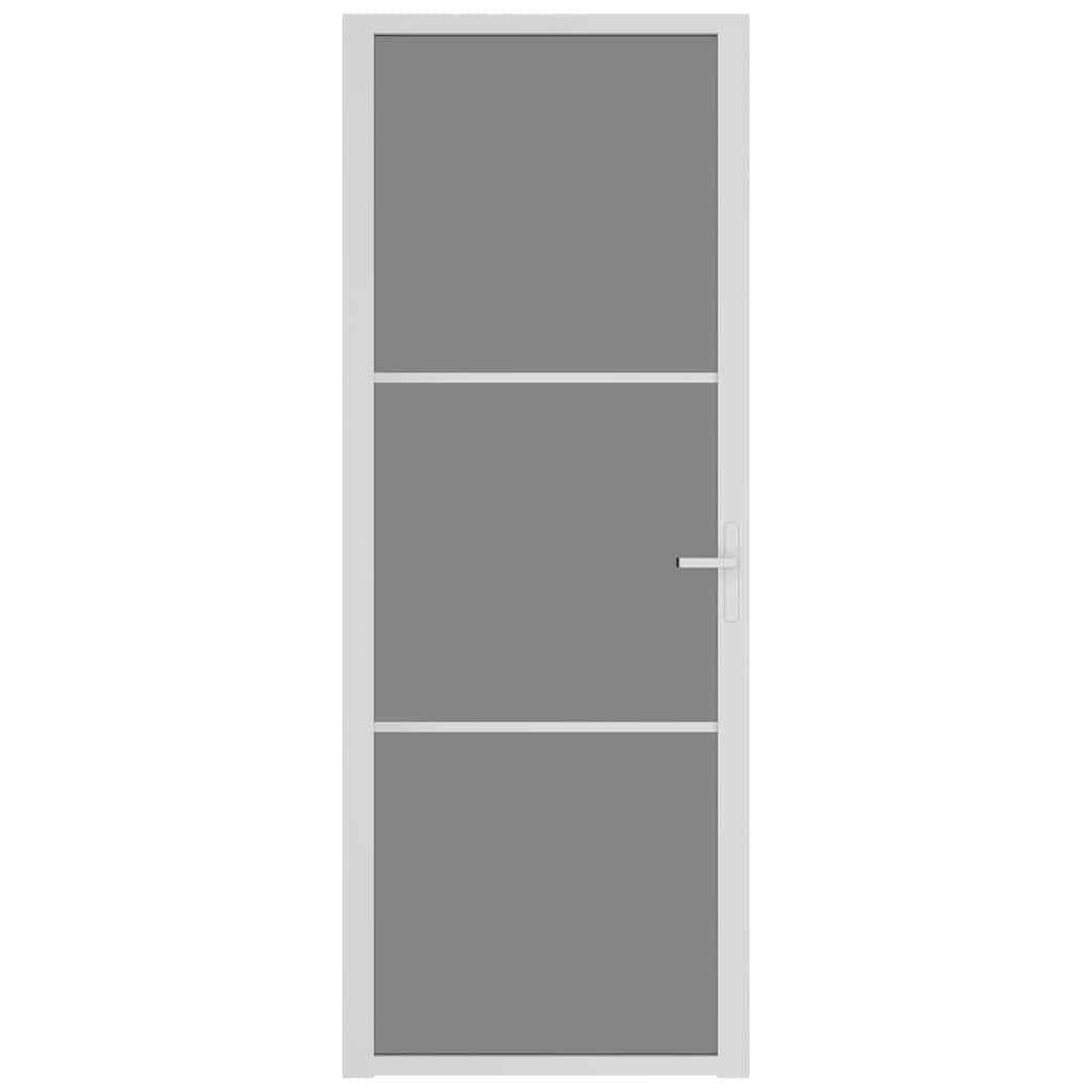 Porta Interna 76x201,5 cm Bianca Vetro Temperato ESG e Alluminio