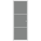 Porta Interna 76x201,5 cm Bianca Vetro Temperato ESG e Alluminio