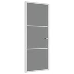 Porta Interna 83x201,5 cm Bianca in Vetro Temperato ESG e Alluminio