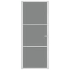 Porta Interna 83x201,5 cm Bianca in Vetro Temperato ESG e Alluminio