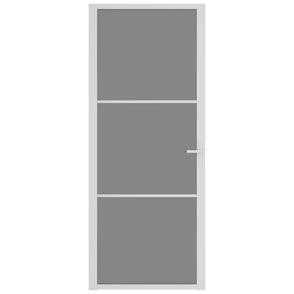 Porta Interna 83x201,5 cm Bianca in Vetro Temperato ESG e Alluminio