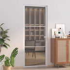 Porta Interna 83x201,5 cm Bianca in Vetro Temperato ESG e Alluminio