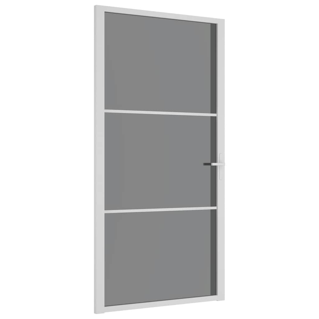 Porta Interna 102,5x201,5 cm Bianca Vetro Temperato ESG e Alluminio