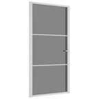 Porta Interna 102,5x201,5 cm Bianca Vetro Temperato ESG e Alluminio