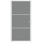 Porta Interna 102,5x201,5 cm Bianca Vetro Temperato ESG e Alluminio