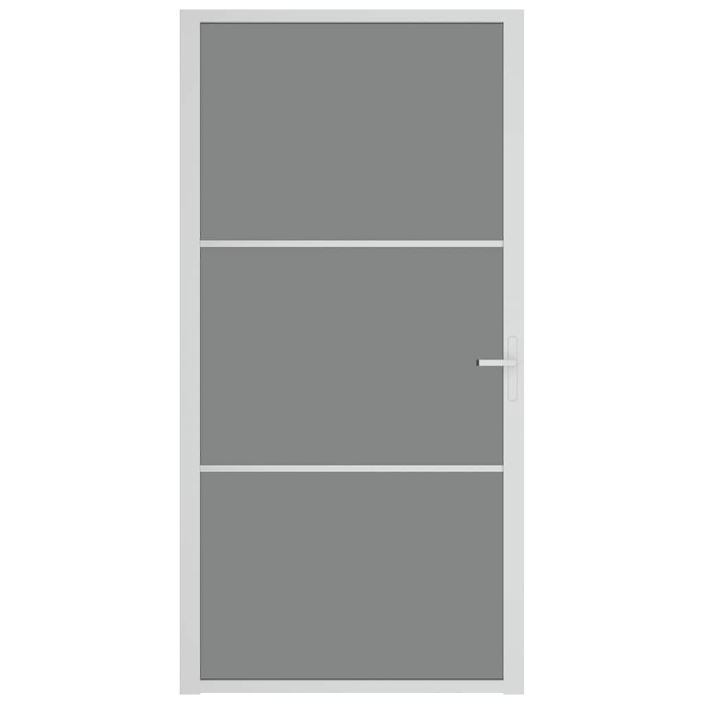 Porta Interna 102,5x201,5 cm Bianca Vetro Temperato ESG e Alluminio