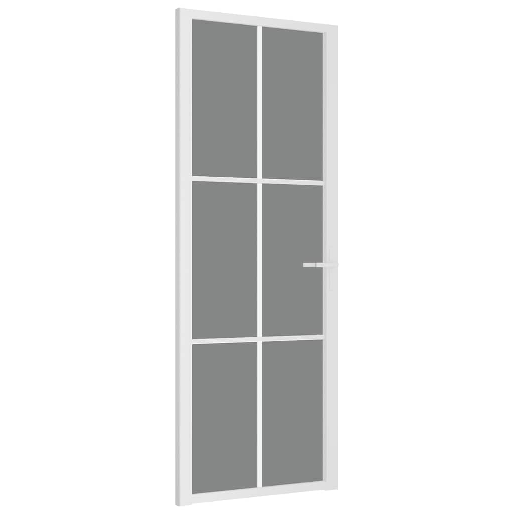 Porta Interna 76x201,5 cm Bianca Vetro ESG e Alluminio