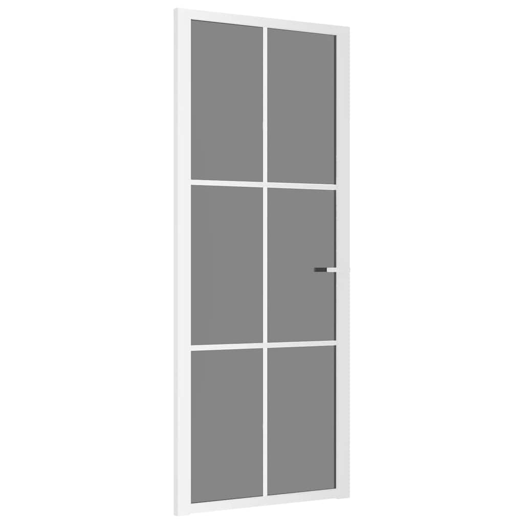Porta Interna 83x201,5 cm Bianca Vetro Temperato ESG e Alluminio