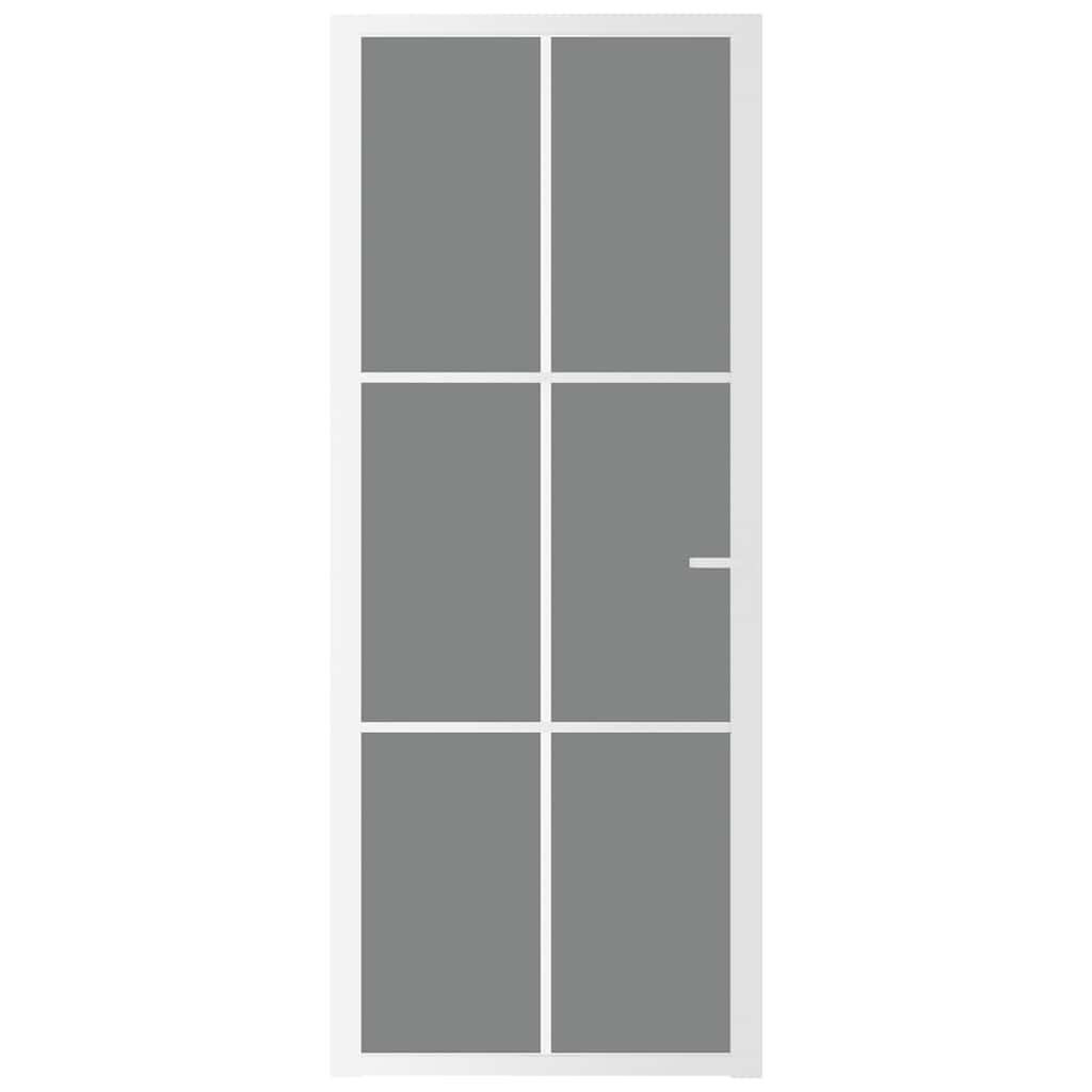 Porta Interna 83x201,5 cm Bianca Vetro Temperato ESG e Alluminio