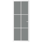 Porta Interna 83x201,5 cm Bianca Vetro Temperato ESG e Alluminio