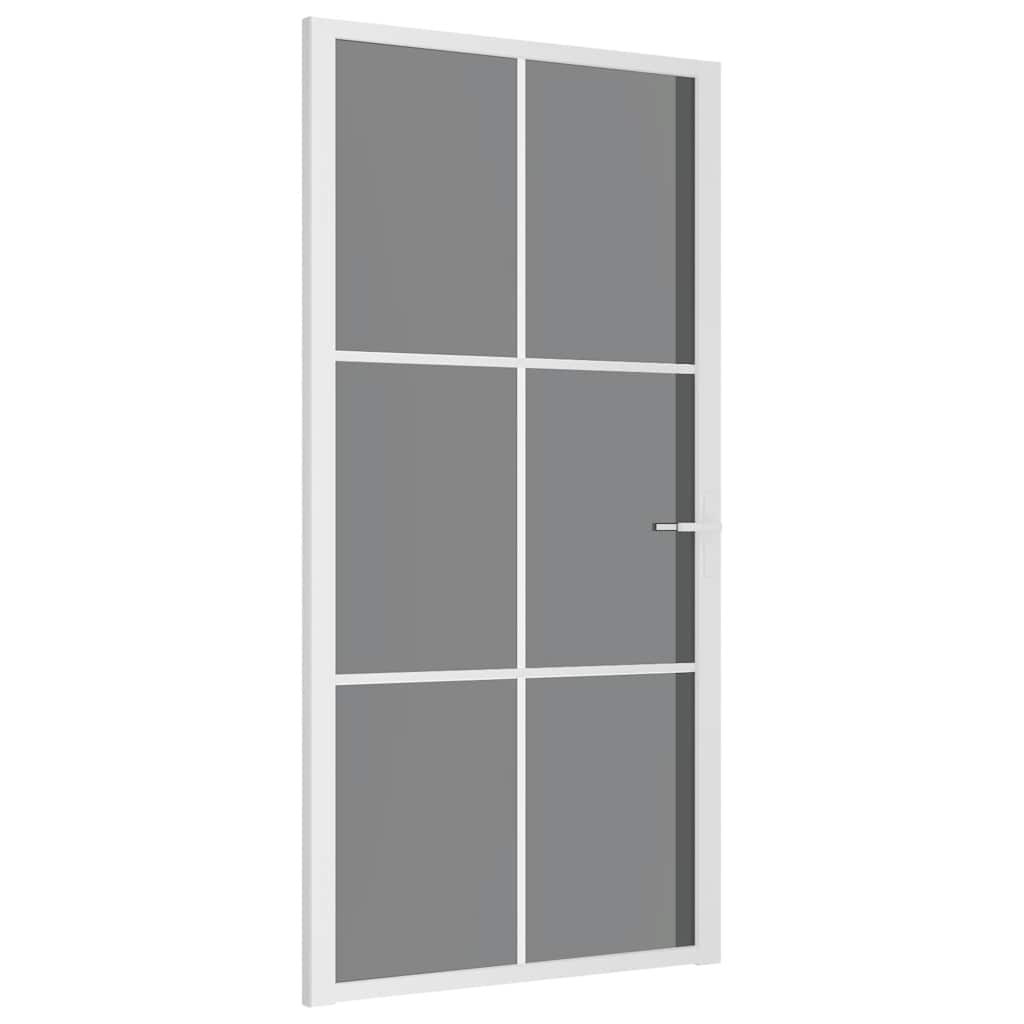 Porta Interna 102,5x201,5 cm Bianca Vetro Temperato ESG e Alluminio